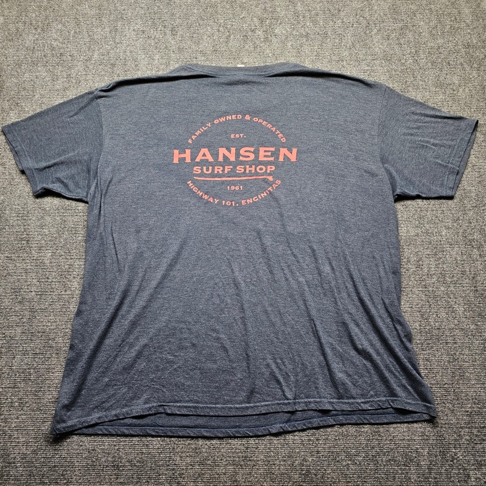 Hansen Surf Shop Encinitas Mens 3XL T-Shirt Charcoal Heather Blue Graphic Tee